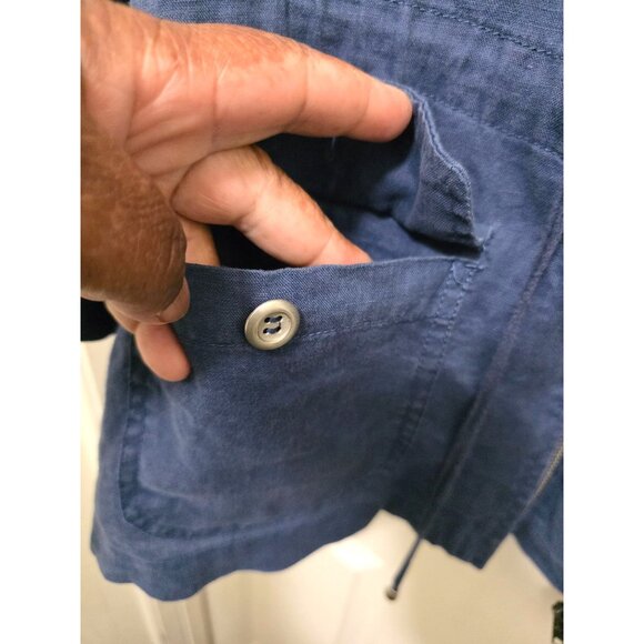 Kenar 100% Linen Women's Lightweight Blue Hooded Anorak Granny core Boho Jacket - Picture 6 of 9